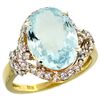 Natural 5.91 ctw aquamarine & Diamond Engagement Ring 14K Yellow Gold - REF-118F2N