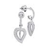 0.40 CTW Diamond Milgrain Heart Dangle Screwback Earrings 10KT White Gold - REF-40Y4X