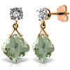 Genuine 17.56 ctw Green Amethyst & Diamond Earrings Jewelry 14KT Rose Gold - REF-48V3W