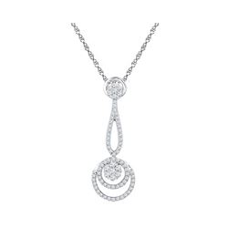 0.75 CTW Diamond Dangling Cluster Pendant 10KT White Gold - REF-63X2Y