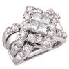 Image 1 : 2 CTW Princess Diamond Cluster Bridal Engagement Ring 14KT White Gold - REF-254N9F