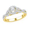 Image 1 : 0.50 CTW Diamond Solitaire Bridal Engagement Ring 14KT Yellow Gold - REF-75Y2X