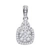 Image 1 : 0.44 CTW Princess Diamond Square Cluster Pendant 14KT White Gold - REF-44M9H