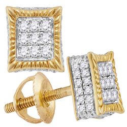 0.35 CTW Diamond Square Rope Cluster Earrings 10KT Yellow Gold - REF-30W2K