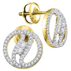 0.25 CTW Diamond 2-stone Circle Stud Earrings 10KT Yellow Gold - REF-24N2F