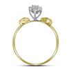 Image 2 : 0.10 CTW Prong-set Diamond Oval Cluster Ring 10KT Yellow Gold - REF-10K5W