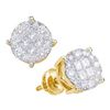 Image 1 : 1 CTW Princess Diamond Soleil Cluster Earrings 14KT Yellow Gold - REF-104K9W