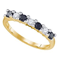 0.50 CTW Black Color Diamond Wedding Anniversary Ring 10KT Yellow Gold - REF-26F9N