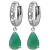 Genuine 2.03 ctw Emerald & Diamond Earrings Jewelry 14KT White Gold - REF-69V7W