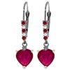 Image 1 : Genuine 2.98 ctw Ruby & Diamond Earrings Jewelry 14KT White Gold - REF-46M7T