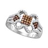 Image 1 : 0.45 CTW Cognac-brown Color Diamond Square Cluster Ring 10KT White Gold - REF-34M4H