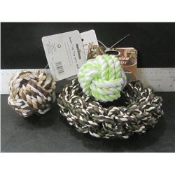 Braided Rope Dog Toy's / 2 Balls and 1 Hoop