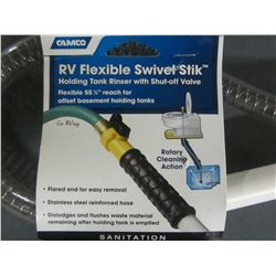 New RV Flexible Swivel Stik / Holding tank rinser with shut off valve