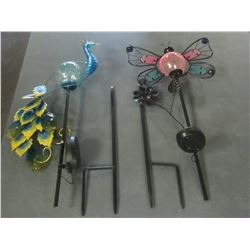 2 Garden Solar Lights / 1 Peacock & 1 Butterfly / untested