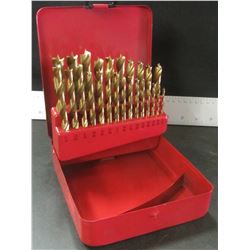 New 25 piece Wood Brad Point Drill Bits in metal case