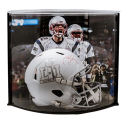 Tom Brady Signed LE Super Bowl 51 Full-Size Custom Matte White ICE Speed Helmet with Curve Display C