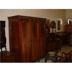 VICTORIAN INLAID MAHOGANY 6 PIECE BEDROOM SUITE COMPRISING 3 DOOR ROBE, DRESSING CHEST, BEDSIDE<b...