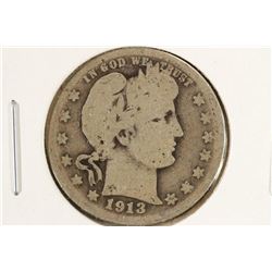 1913-D BARBER QUARTER SCRATCHED