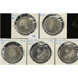 5 ASSORTED CANADA TRADE DOLLARS UNC