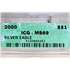 Image 3 : 2000 AMERICAN SILVER EAGLE ICG MS69