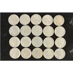 20 ASSORTED 1920'S BUFFALO NICKELS