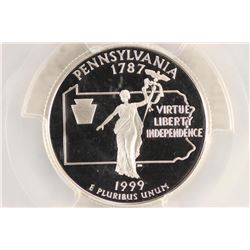 1999-S SILVER PENNSYLVANIA QUARTER PCGS PR69 DCAM