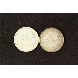 1963 & 1968 CANADA SILVER 25 CENTS