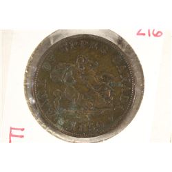 1850 BANK OF UPPER CANADA HALF PENNY BANK TOKEN