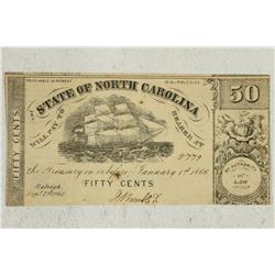 1866 STATE OF NORTH CAROLINA 50 CENT OBSOLETE BANK