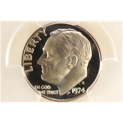 1974-S ROOSEVELT DIME PCGS PR69 DCAM