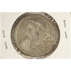 1958 GUATEMALA SILVER 25 CENTAVOS
