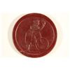 Image 2 : VINTAGE POKER CHIP MAROON WITH EMBOSSED GIRL ON