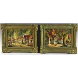 Piet V Beck Village Scenes Oil on Canvas
