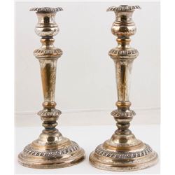 Pair of 18th C. Sheffield Silverplate Candlesticks