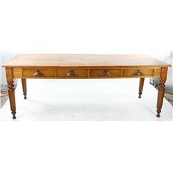 Oak Four Drawer Table with Parquetry Inlay