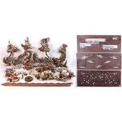 Antique Chinese Wood Carvings Lot and Stencils