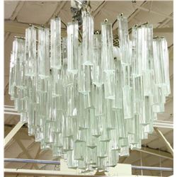 1960s Italian Brass Chandelier with Prisms