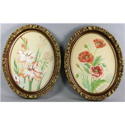R DeHaven Two Floral Watercolors