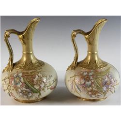 Pair of Bonn Decorated Porcelain Ewers
