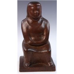 20th C. Mexican, Seated Man, Wood Sculpture