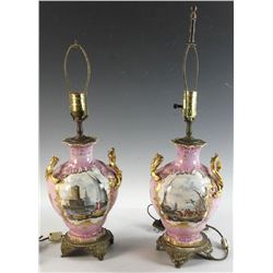 Pair of Hand Decorated Porcelain Lamps