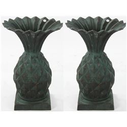 Pair of Pineapple Shaped Cast Iron Urns