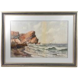 Otis Weber, Coastal View, Watercolor