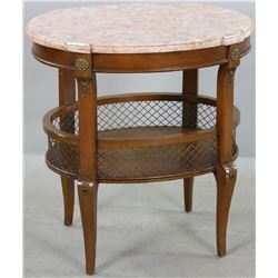 French Transitional Oval Marble Top Table