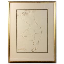 Umberto Romano, Nude, Brown Ink Drawing