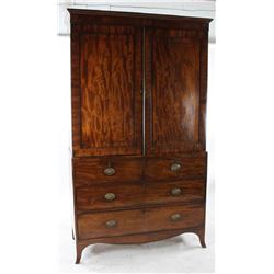 Early 19th C Hepplewhite Linen Press