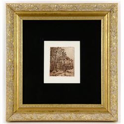 After Cezanne, Paysage a Auvers, Sepia Etching