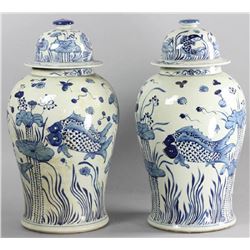Pair of Chinese Porcelain Temple Jars