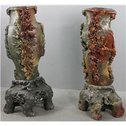 Pair of 19thC Chinese Shoushan Stone Vases