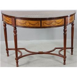Neoclassical Style Inlaid Demilune Console